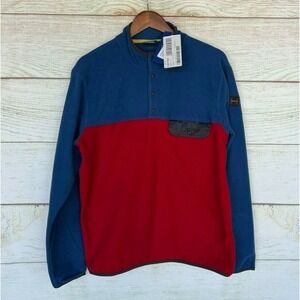 Hawke & Co Shirt Mens Size Medium Blue & Red Fleece Snap Neck Jacket New